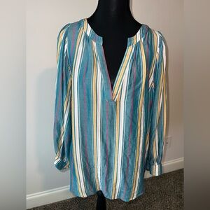 Maeve by Anthropologie Byron Striped Balloon Sleeve Top Blouse XL Multicolor
